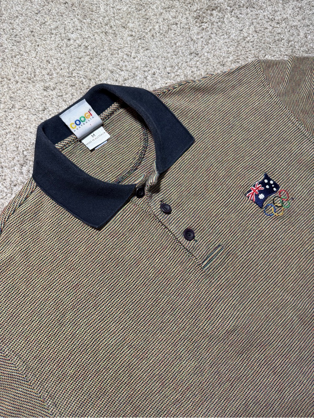 Rare Vintage Coogi Australia Olympic Polo Shirt Made In Australia Size M